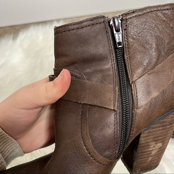 Korks Farah Brown Leather Harness Heel Ankle Boots Size 6.5 - Picture 6 of 10